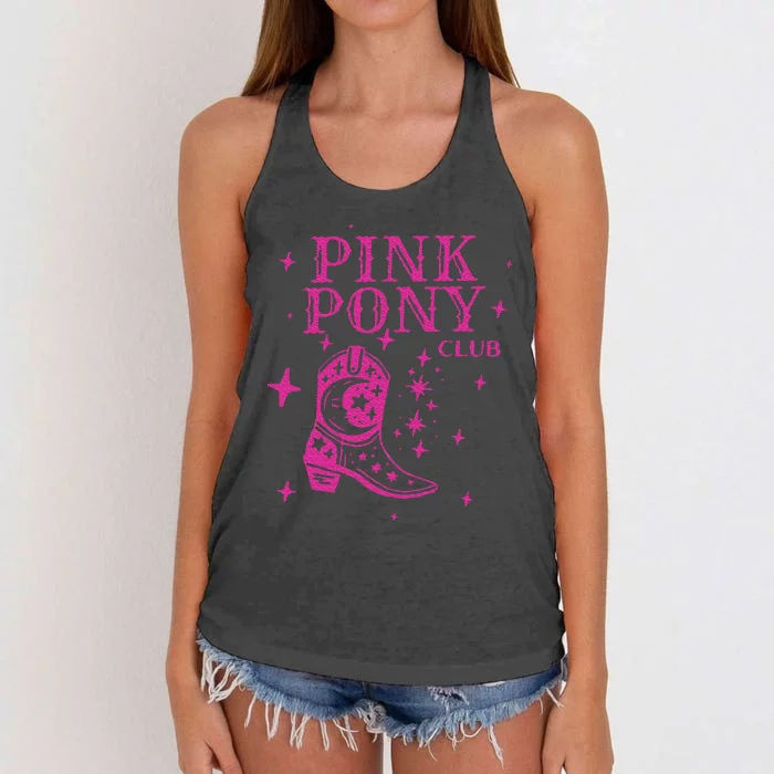 Pink Boots Cowgirl Western Pony Club Women's Knotted Racerback Tank