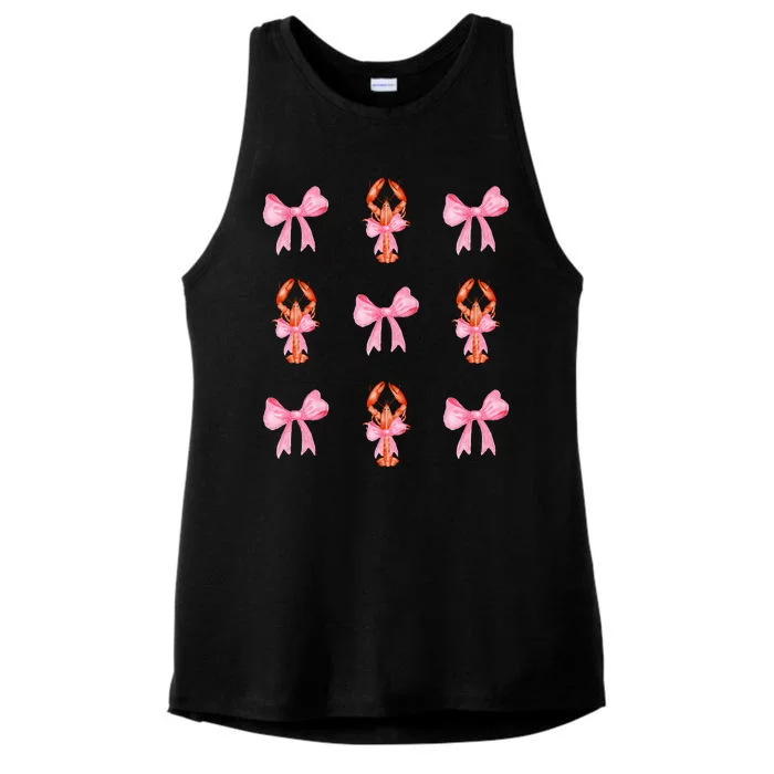 Pink Bow Cute Coquette Crawfish Y2k Clean Girl Aesthetic Ladies Tri-Blend Wicking Tank