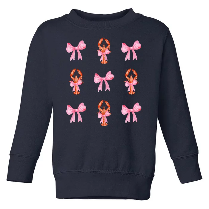 Pink Bow Cute Coquette Crawfish Y2k Clean Girl Aesthetic Toddler Sweatshirt