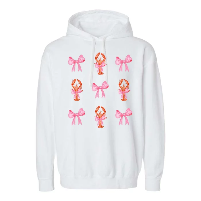 Pink Bow Cute Coquette Crawfish Y2k Clean Girl Aesthetic Garment-Dyed Fleece Hoodie