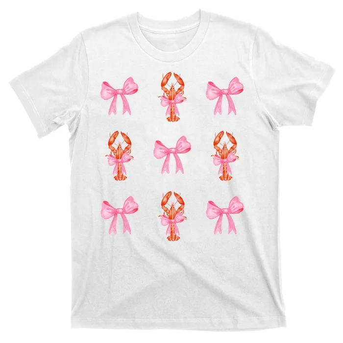 Pink Bow Cute Coquette Crawfish Y2k Clean Girl Aesthetic T-Shirt