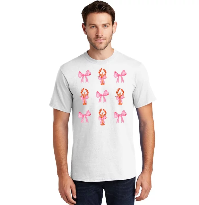 Pink Bow Cute Coquette Crawfish Y2k Clean Girl Aesthetic Tall T-Shirt