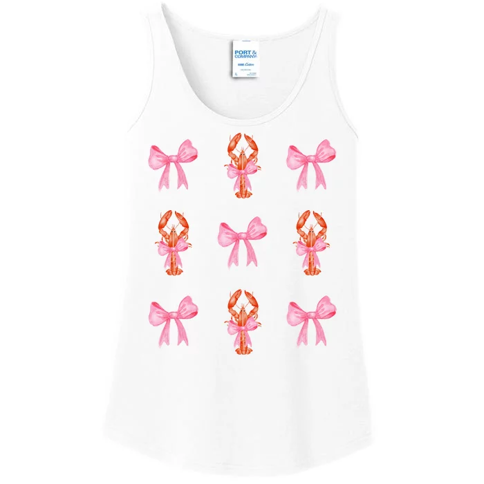 Pink Bow Cute Coquette Crawfish Y2k Clean Girl Aesthetic Ladies Essential Tank