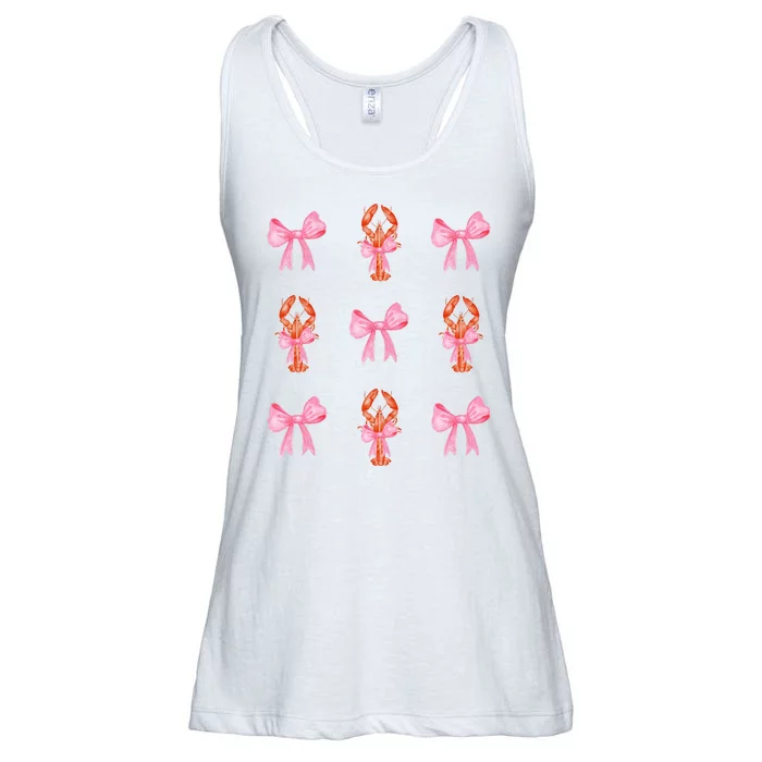 Pink Bow Cute Coquette Crawfish Y2k Clean Girl Aesthetic Ladies Essential Flowy Tank