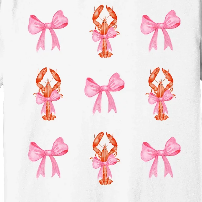 Pink Bow Cute Coquette Crawfish Y2k Clean Girl Aesthetic Premium T-Shirt