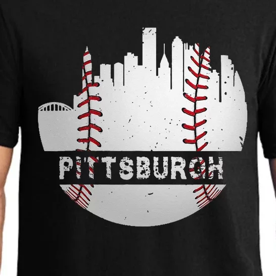 Pittsburgh Baseball Cityscape Distressed Novelty Pirate Gift Pajama Set