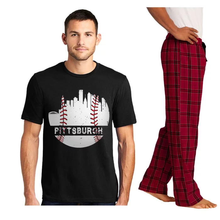 Pittsburgh Baseball Cityscape Distressed Novelty Pirate Gift Pajama Set