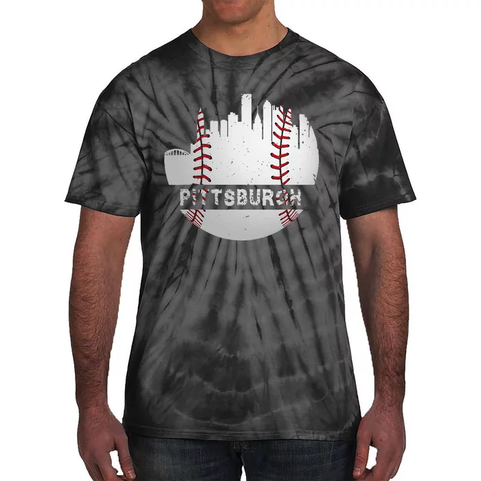 Pittsburgh Baseball Cityscape Distressed Novelty Pirate Gift Tie-Dye T-Shirt