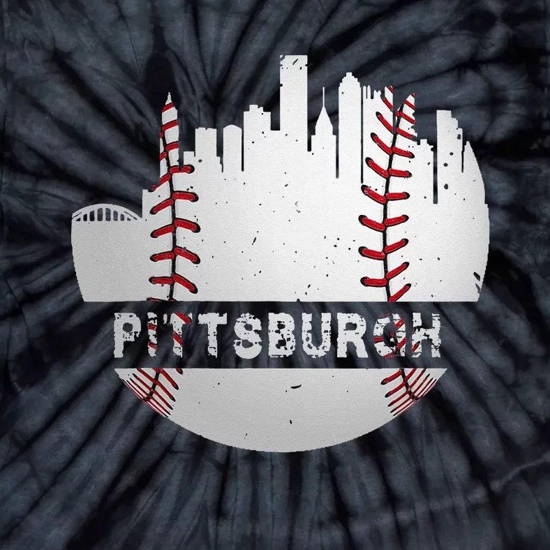 Pittsburgh Baseball Cityscape Distressed Novelty Pirate Gift Tie-Dye T-Shirt