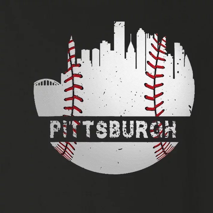 Pittsburgh Baseball Cityscape Distressed Novelty Pirate Gift Toddler Long Sleeve Shirt