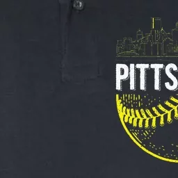 Pittsburgh Baseball Cityscape Distressed Softstyle Adult Sport Polo