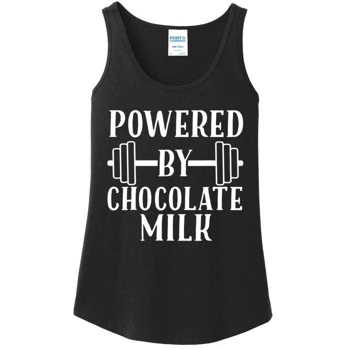 Powered By Chocolate Milk Gift Funny Weight Lifting Gift Ladies Essential Tank