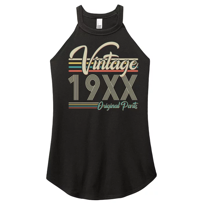 Personalize Birthday Custom Year Retro Vintage Women’s Perfect Tri Rocker Tank