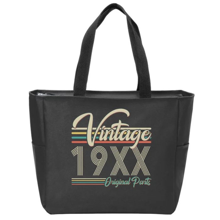 Personalize Birthday Custom Year Retro Vintage Zip Tote Bag