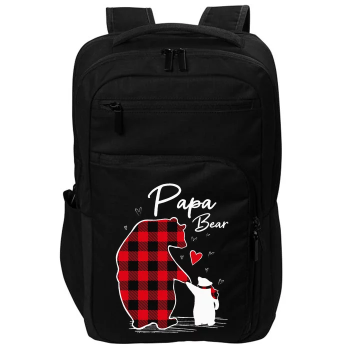 Papa Bear Christmas Pajama Red Plaid Buffalo Family Impact Tech Backpack