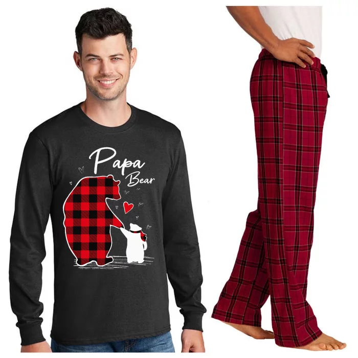 Papa Bear Christmas Pajama Red Plaid Buffalo Family Long Sleeve Pajama Set