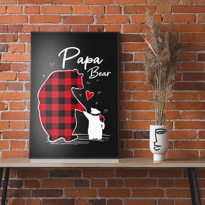 Papa Bear Christmas Pajama Red Plaid Buffalo Family Poster