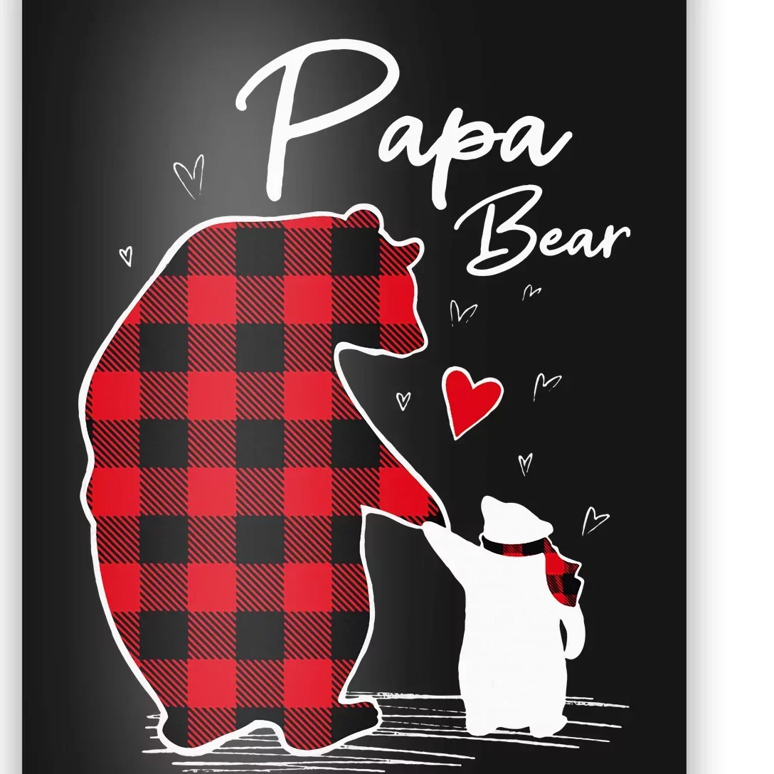 Papa Bear Christmas Pajama Red Plaid Buffalo Family Poster