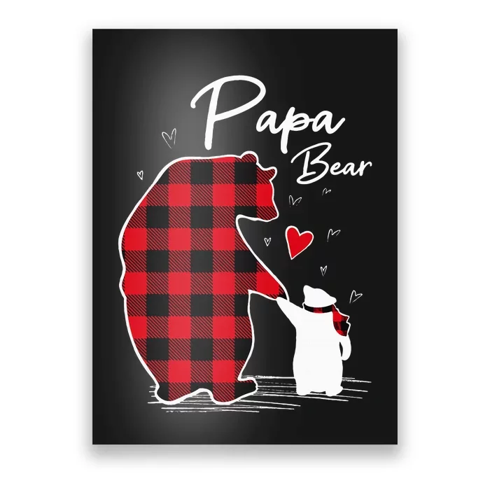 Papa Bear Christmas Pajama Red Plaid Buffalo Family Poster