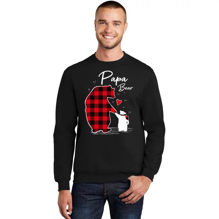 Papa Bear Christmas Pajama Red Plaid Buffalo Family Tall Sweatshirt