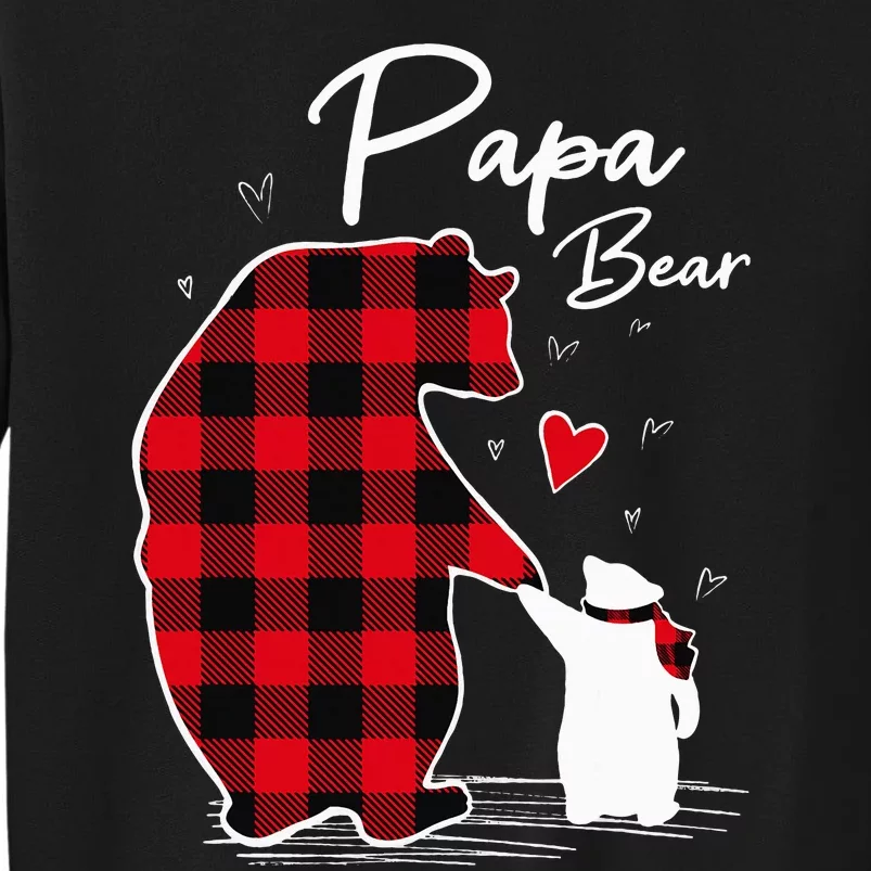 Papa Bear Christmas Pajama Red Plaid Buffalo Family Tall Sweatshirt