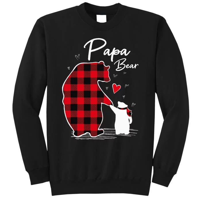 Papa Bear Christmas Pajama Red Plaid Buffalo Family Tall Sweatshirt