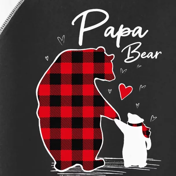 Papa Bear Christmas Pajama Red Plaid Buffalo Family Toddler Fine Jersey T-Shirt