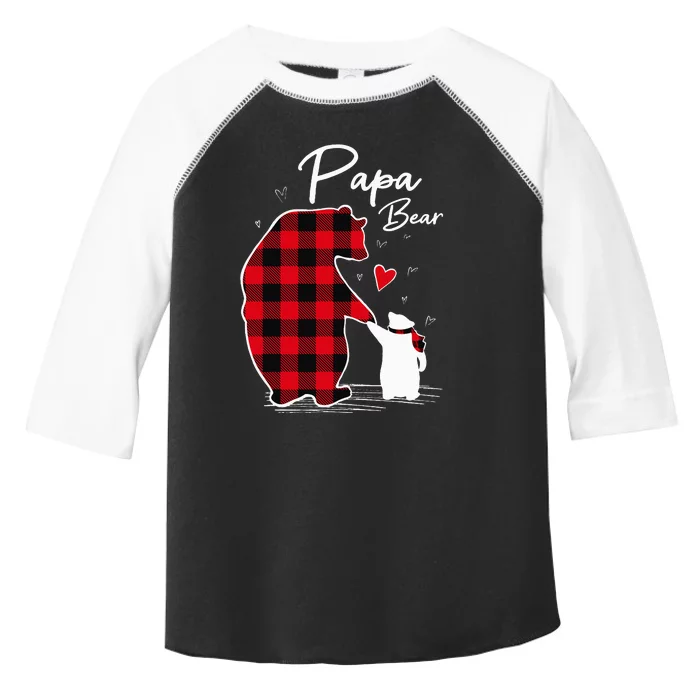 Papa Bear Christmas Pajama Red Plaid Buffalo Family Toddler Fine Jersey T-Shirt