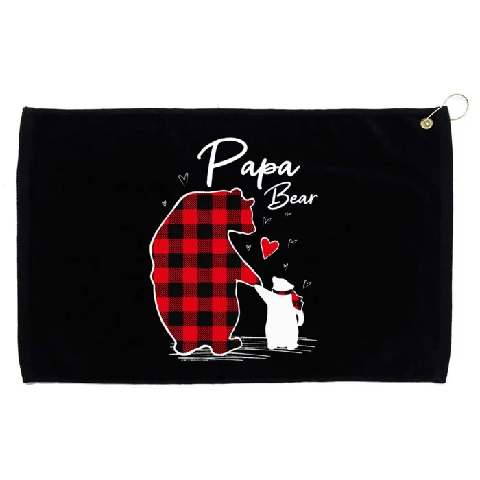 Papa Bear Christmas Pajama Red Plaid Buffalo Family Grommeted Golf Towel