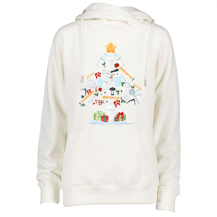 P51m Bartender Christmas Tree Merry Xmas Bartending Pajama Gift Womens Funnel Neck Pullover Hood