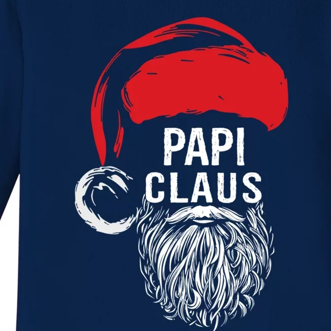 Papi Beard Christmas Santa Red Hat Xmas Cute Funny Gift Cool Gift Baby Long Sleeve Bodysuit