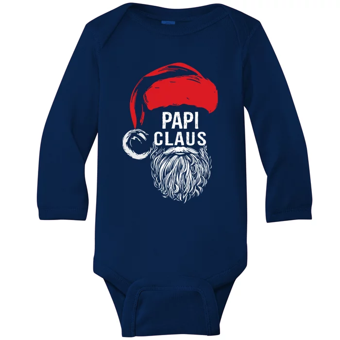 Papi Beard Christmas Santa Red Hat Xmas Cute Funny Gift Cool Gift Baby Long Sleeve Bodysuit