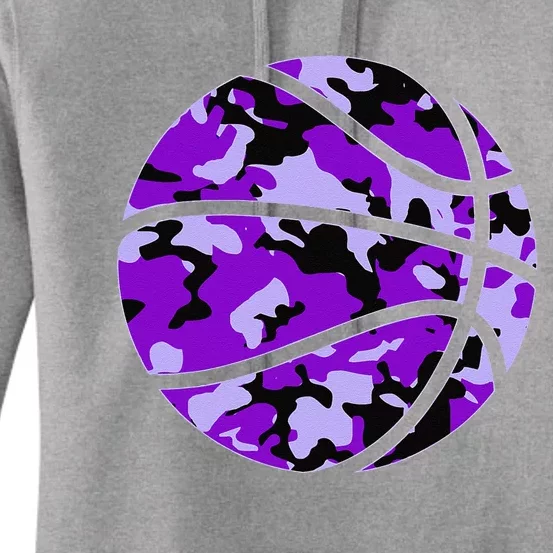 Purple Basketball Camo Purple Camouflage Basketball Women's Pullover Hoodie