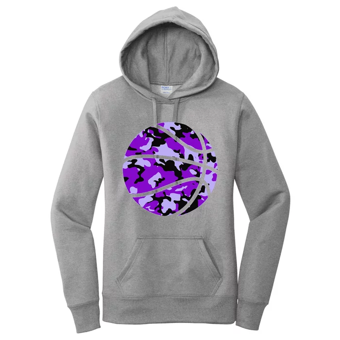 Purple Basketball Camo Purple Camouflage Basketball Women's Pullover Hoodie