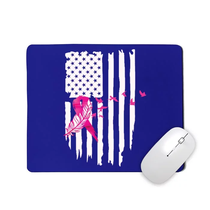 Patriot Breast Cancer Awareness Ribbon With Doves And Feather Gift Mousepad