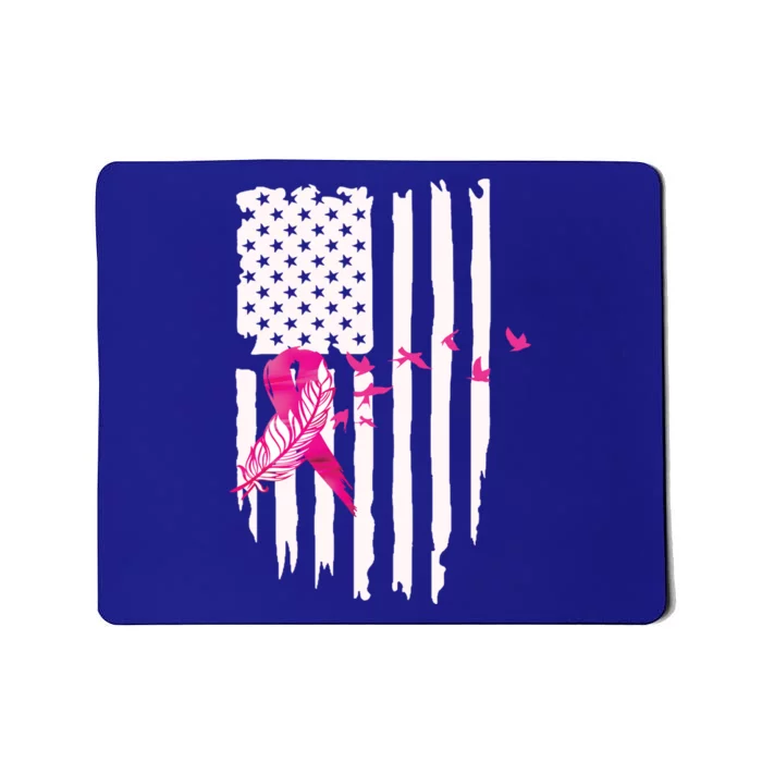 Patriot Breast Cancer Awareness Ribbon With Doves And Feather Gift Mousepad