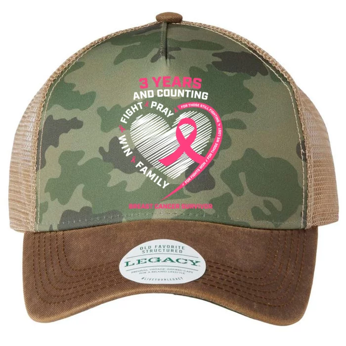 Pink Breast Cancer Survivor Funny Gift 3 Years Cancer Free Meaningful Gift Legacy Tie Dye Trucker Hat