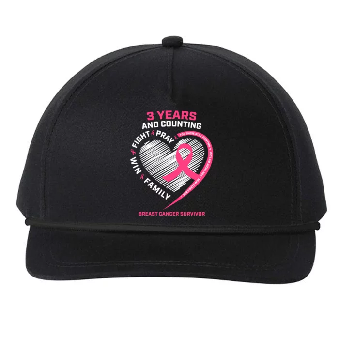 Pink Breast Cancer Survivor Funny Gift 3 Years Cancer Free Meaningful Gift Snapback Five-Panel Rope Hat