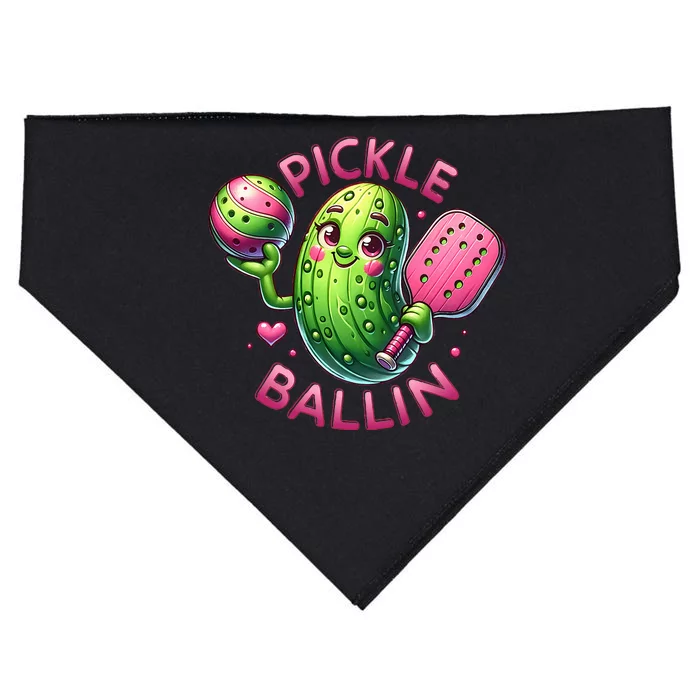 Pickle Ballin Cute Pickleball Pickleball Lovers USA-Made Doggie Bandana