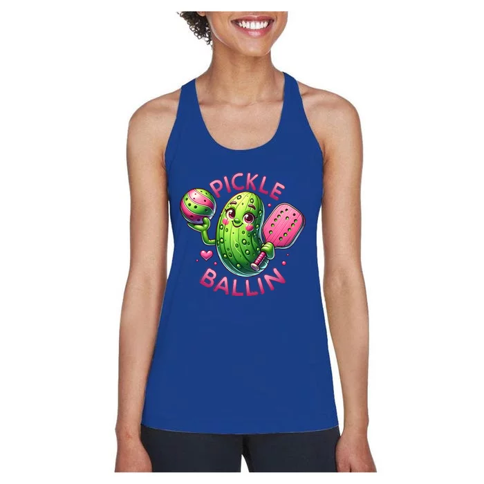 Pickle Ballin Cute Pickleball Pickleball Lovers Women's Racerback Tank