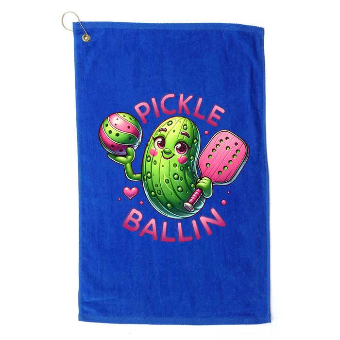 Pickle Ballin Cute Pickleball Pickleball Lovers Platinum Collection Golf Towel