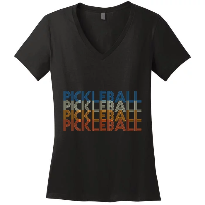 Pickle Ball Classic Retro Pickleball Women's V-Neck T-Shirt