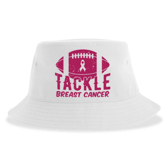 Pink Breast Cancer Football Tackle Breast Cancer Sustainable Bucket Hat