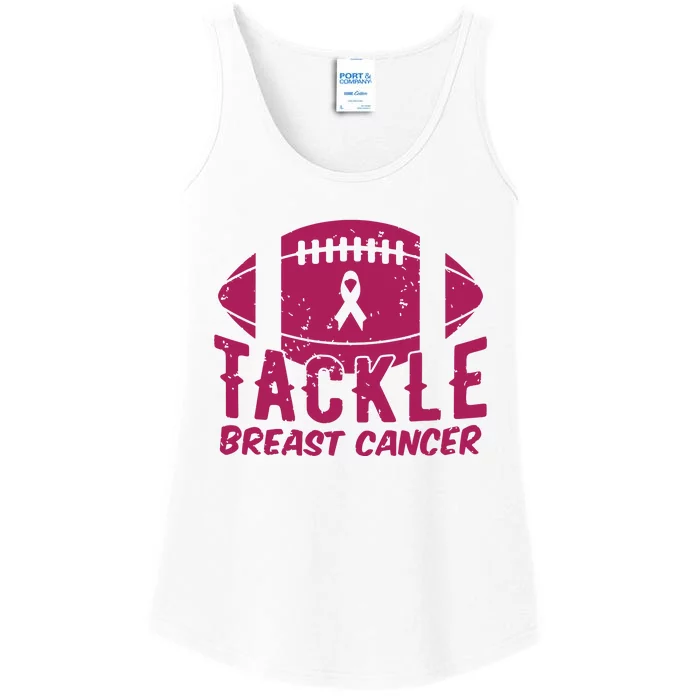 Pink Breast Cancer Football Tackle Breast Cancer Ladies Essential Tank