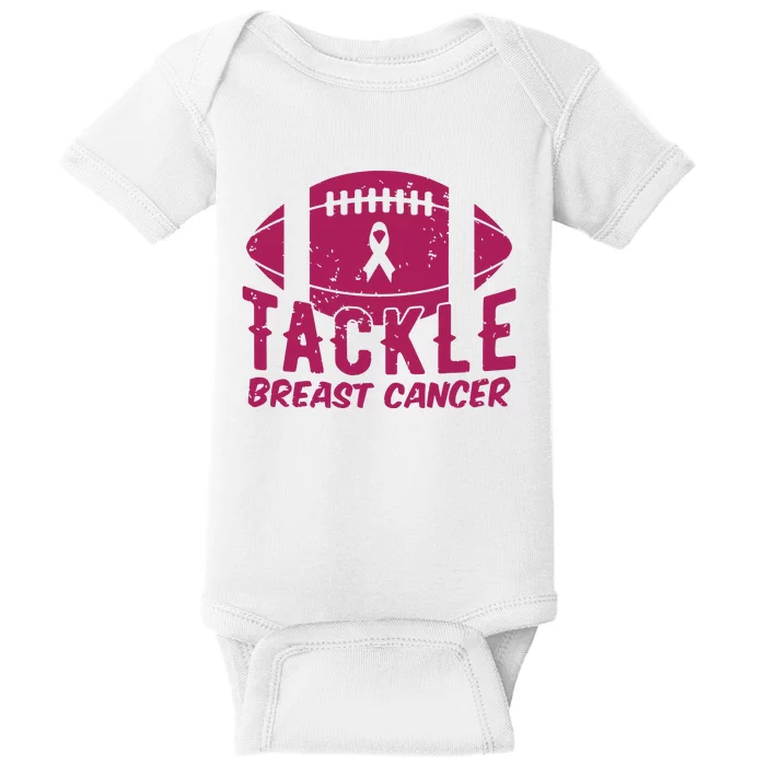 Pink Breast Cancer Football Tackle Breast Cancer Baby Bodysuit