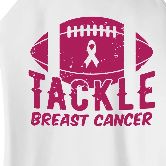 Pink Breast Cancer Football Tackle Breast Cancer Women’s Perfect Tri Rocker Tank