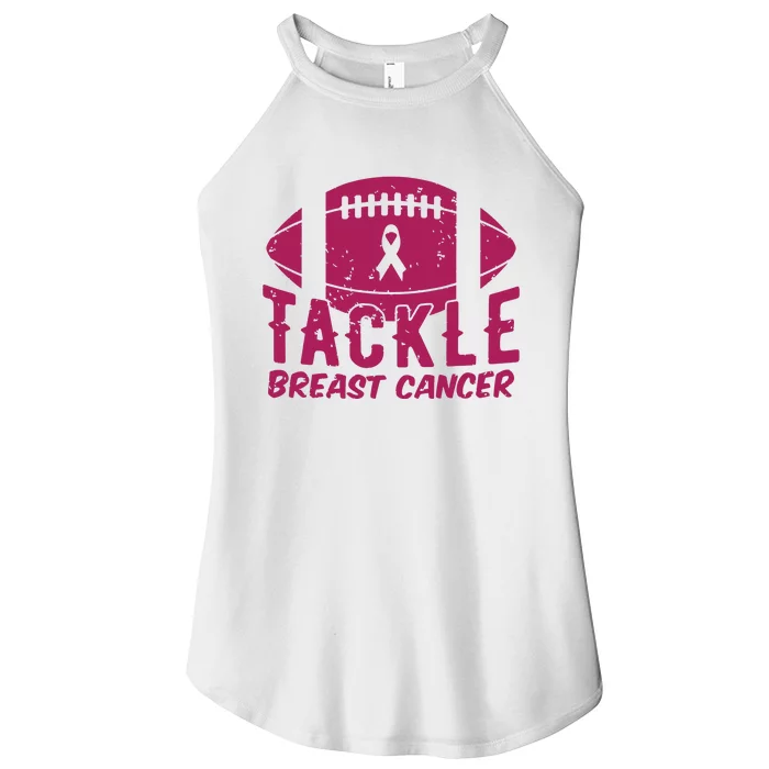 Pink Breast Cancer Football Tackle Breast Cancer Women’s Perfect Tri Rocker Tank