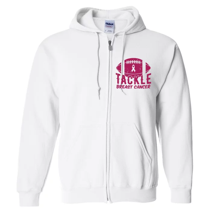 Pink Breast Cancer Football Tackle Breast Cancer Full Zip Hoodie