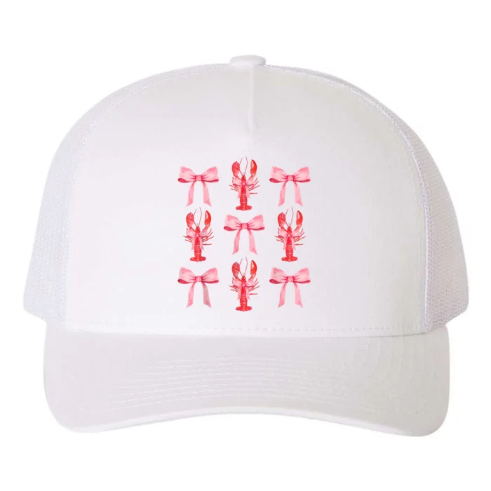 Pink Bow Cute Coquette Crawfish Clean Aesthetic Yupoong Adult 5-Panel Trucker Hat