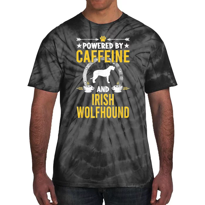 Powered By Caffeine And Irish Wolfhound Dog Lovers Tie-Dye T-Shirt